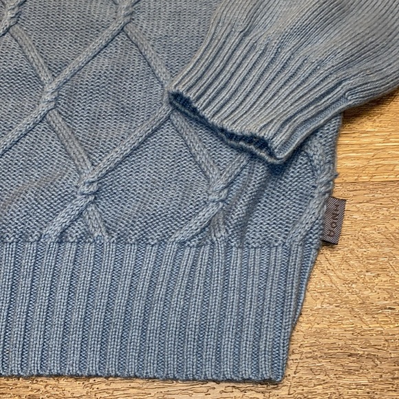 Classic Bainbridge Blue Diamond Cable Knit Pullover Crewneck Sweater Size L - Picture 6 of 7